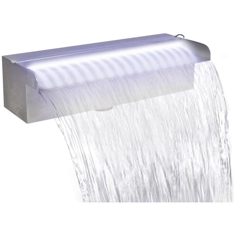 vidaXL Fuente cascada rectangular LED piscina acero inoxidable 30 cm