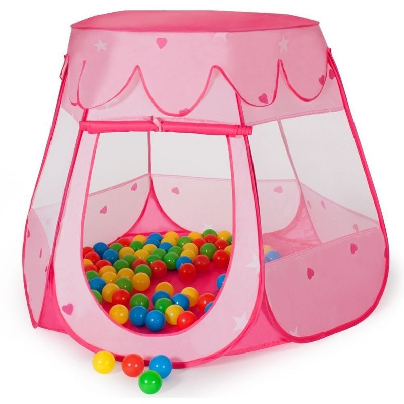 Carpa para niños Carpa rosa 100 bolas + bolsa de bolas de baño carpa de juego carpa para bebés carpa de princesa - MUCOLA