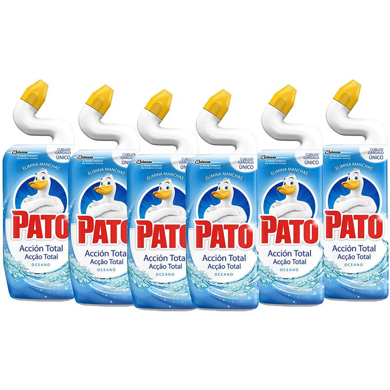 Pato - WC Acción Total limpiador para inodoro Oceano, limpia y perfuma, 750ml (Pack de 6)