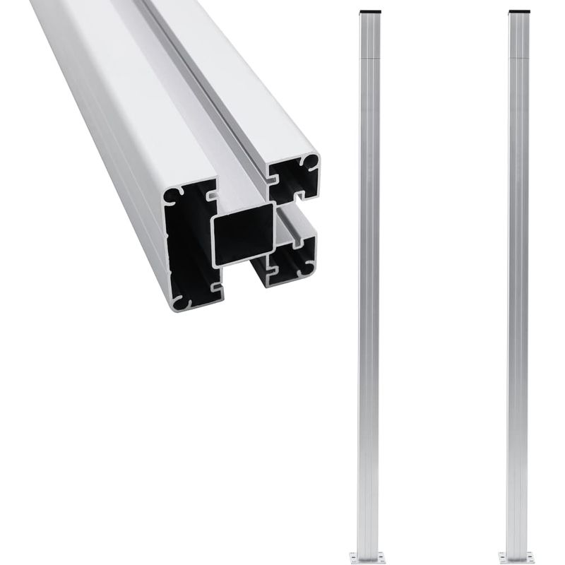 vidaXL Postes de valla 2 unidades aluminio 185 cm - Plateado