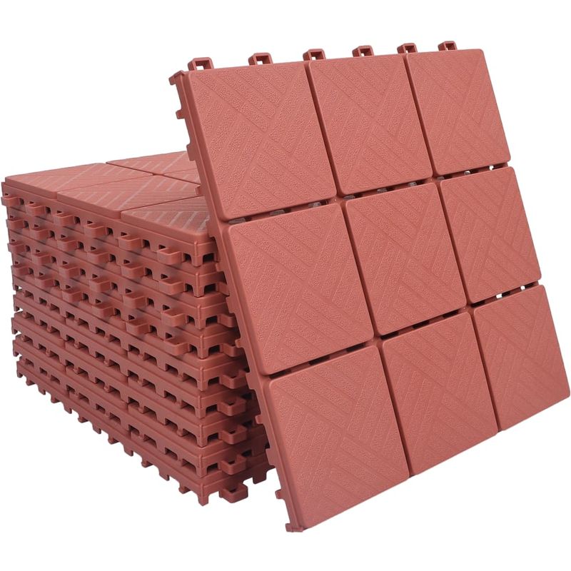 Vidaxl - Baldosas de terraza 10 uds plástico rojo 30,5x30,5 cm