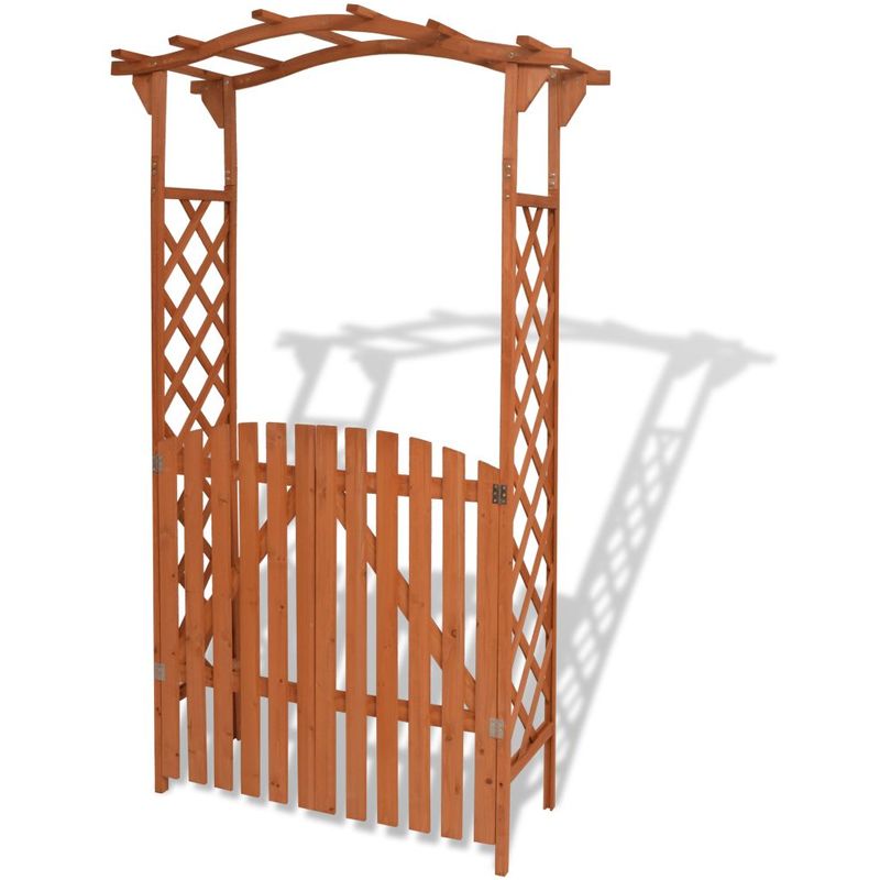 Arco de jardín con puerta de madera maciza 120x60x205 cm - VIDAXL