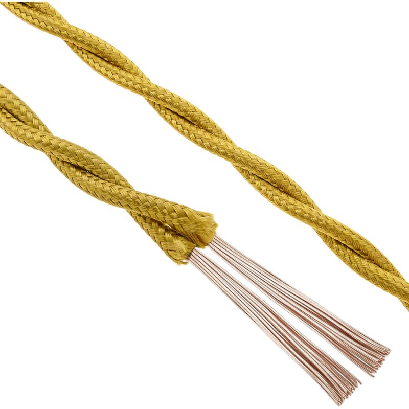 Cable eléctrico decorativo trenzado 25m 2x0.75mm de color dorado - Bematik