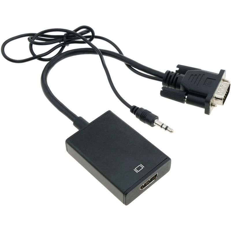 BeMatik - Conversor VGA a HDMI con audio y cable de alimentación USB