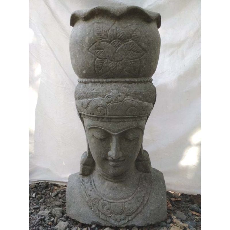 Estatua JARDIN de piedra volcánica macetero diosa balinesa 80 cm - WANDA COLLECTION
