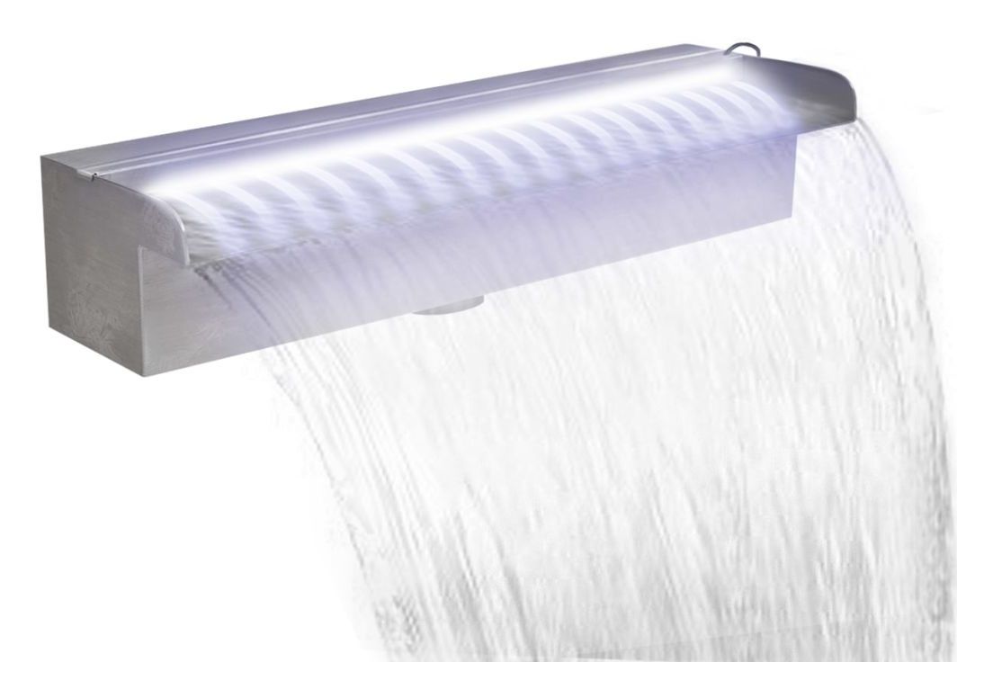 Fuente cascada rectangular LED para piscina acero inoxidable 45 cm - ASUPERMALL