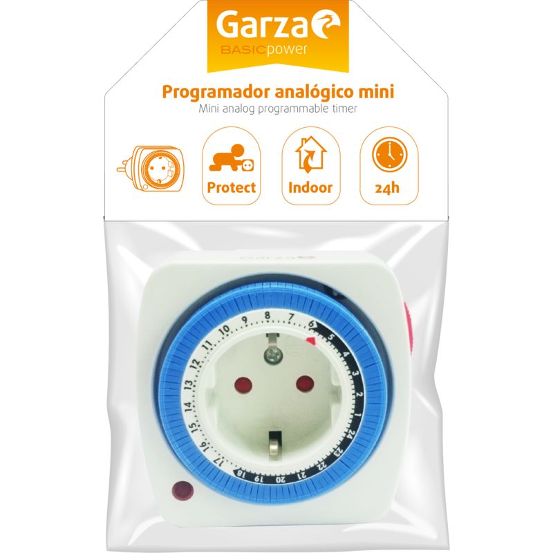Power - Temporizador analógico Mini , programación semanal 24 horas - Garza