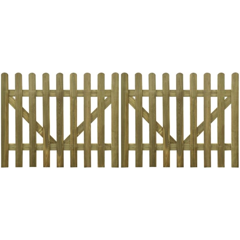 Puerta de valla 2 unidades madera impregnada 300x120 cm - VIDAXL