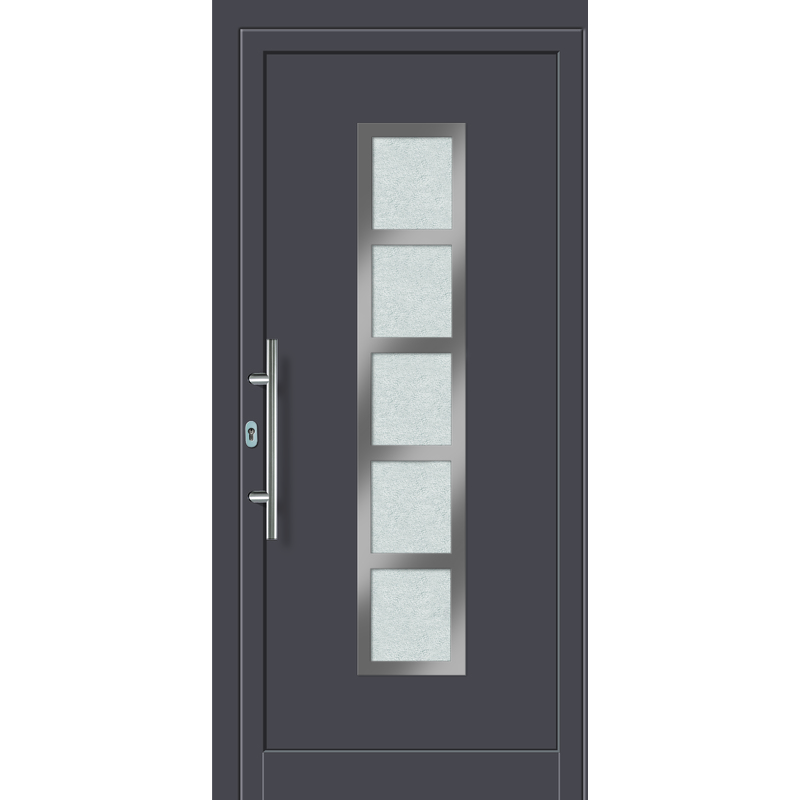 Puertas de casa aluminio modelo 451A dentro: blanco, fuera: titanio ancho: 88cm, altura: 200cm DIN derecha - MEETH