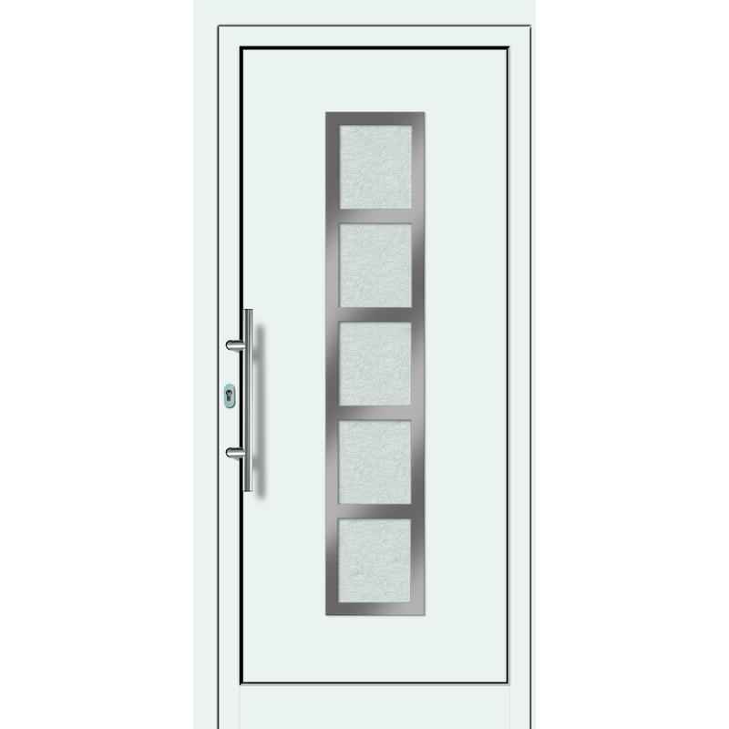 Puertas de casa aluminio/plástico modelo 451 dentro: blanco, fuera: titanio ancho: 108cm, altura: 200cm DIN izquierda - MEETH