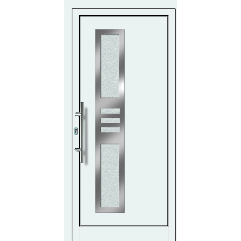 Puertas de casa aluminio/plástico modelo 453 dentro: blanco, fuera: titanio ancho: 108cm, altura: 200cm DIN derecha - MEETH