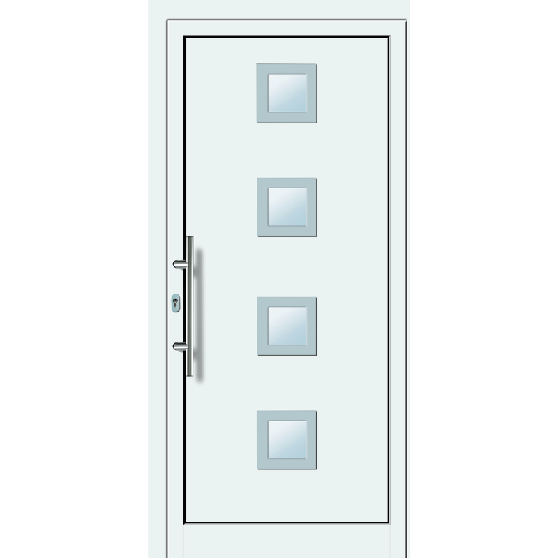 Puertas de casa aluminio/plástico modelo 484 dentro: blanco, fuera: titanio ancho: 88cm, altura: 200cm DIN izquierda - MEETH
