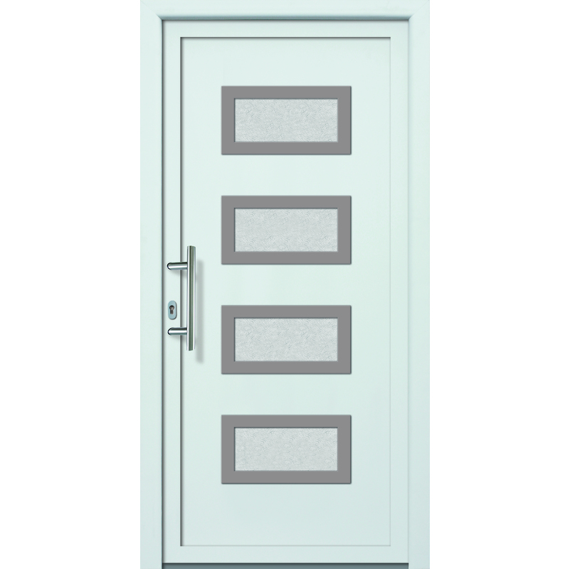 Puertas de casa aluminio/plástico modelo 492 dentro: blanco, fuera: titanio ancho: 88cm, altura: 208cm DIN derecha - MEETH
