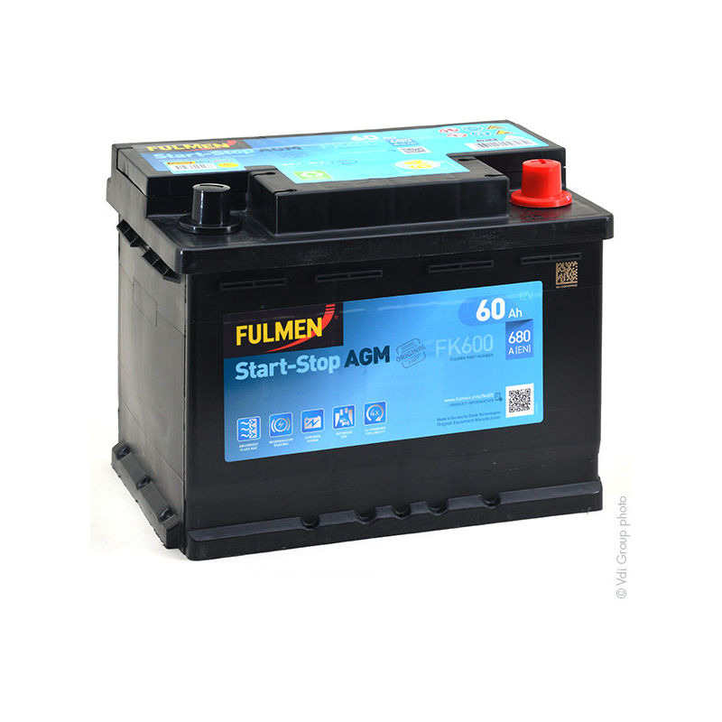 Fulmen - Batería para coche FULMEN Start-Stop AGM FK600 12V 60Ah 680A