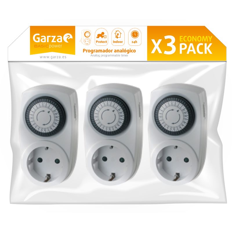 Garza Power - Temporizador analógico Mini, pack de 3 unidades