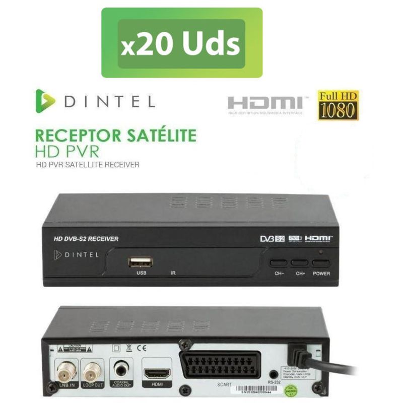 Pack 20x Receptor Satélite HD PVR Dintel USB HDMI