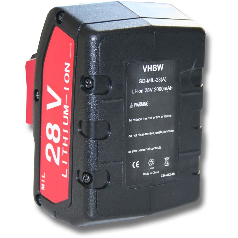 Batería recargable compatible con Wurth Master 28V, H 28-MA herramientas eléctricas (2000 mAh, Li-Ion, 28 V) - Vhbw