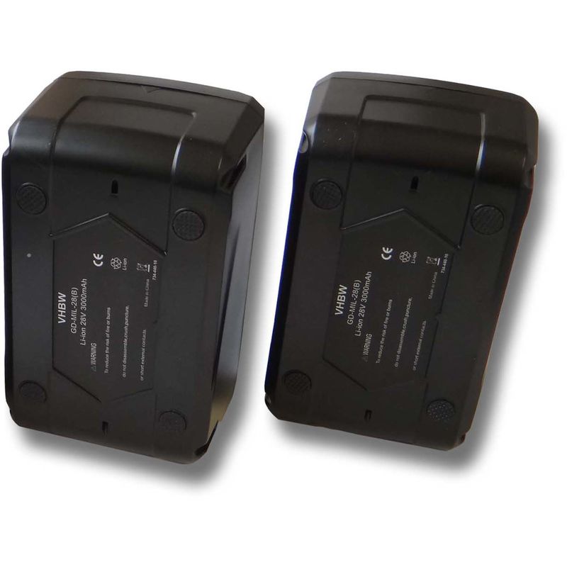 vhbw set 2x batería Li-Ion 3000mAh (28V) para herramienta Milwaukee HD28 SX sierra de sable a batería etc. y 48-11-1830, 48-11-2830, 48-11-2850.