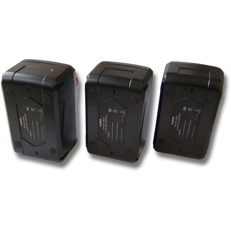 vhbw set 3x batería Li-Ion 4000mAh (28V) para herramienta Milwaukee HD28 SX sierra de sable a batería, etc. y 48-11-1830, 48-11-2830, 48-11-2850.