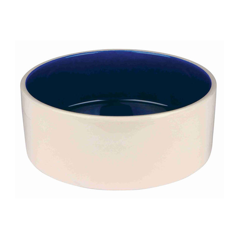 Comedero Ceramico 22Cm Blanco/Azul 2.1L - SIN MARCA