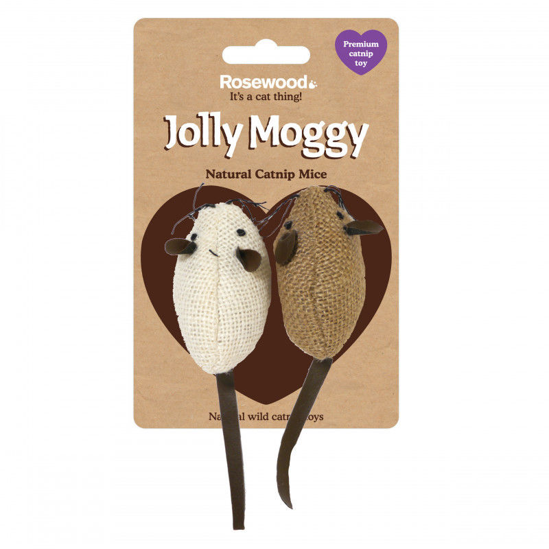 Gato Jolly Moggy 2 ratones tela catnip - Rosewood