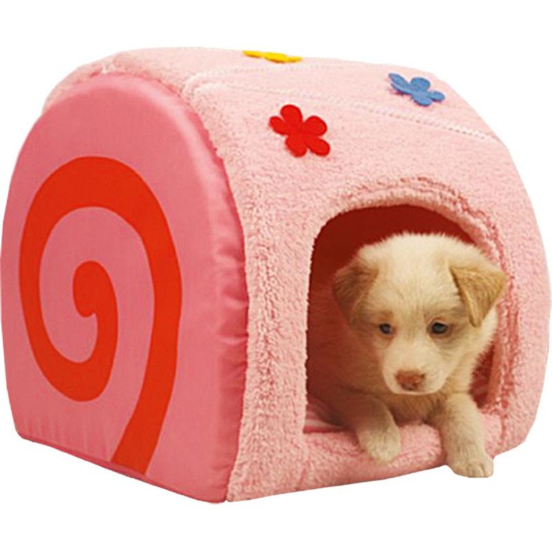 Perrera túnel casa de campo acolchada para perros y gatos caracol fantasía rosa modelo Sweet Cake - FERRIBIELLA