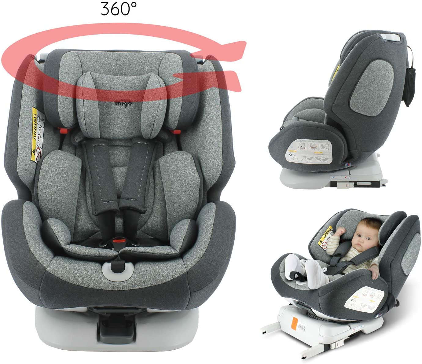 Bebé Asiento de coche con base giratoria Isofix para niños color crema