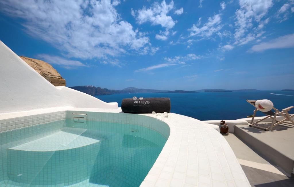 Villa Elegant Santorini House Villa Castro Caldera View-Outdoor Hot Tub Oia
